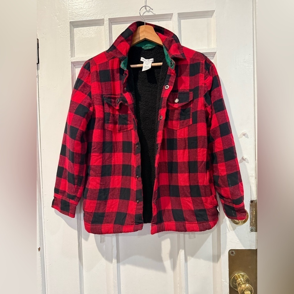 Tommy Bahama Red and Black Plaid Shirt Jacket